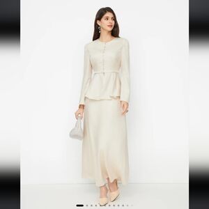 Elegant Cream Women's Skirt And Top